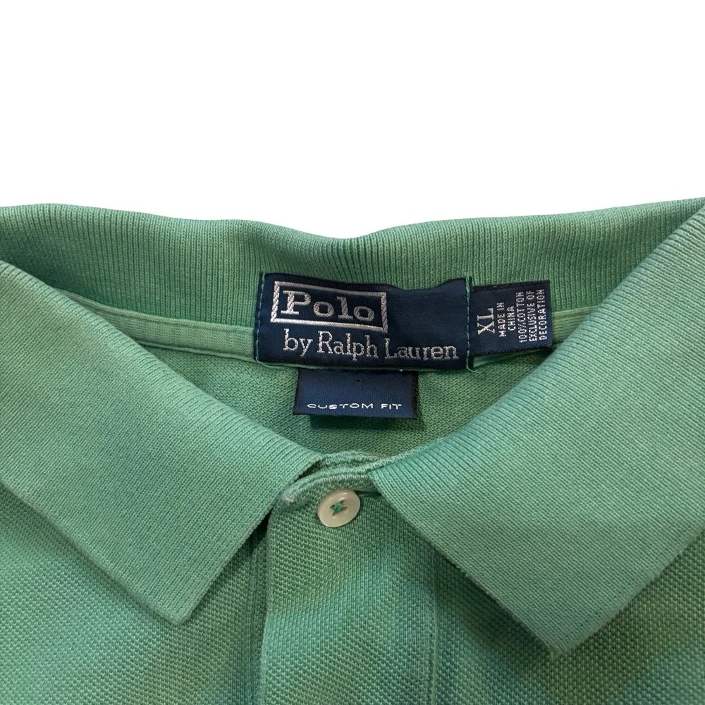 Polo Ralph Lauren Men XL Green Yacht Club Graphic Polo Shirt Custom Fit Cotton